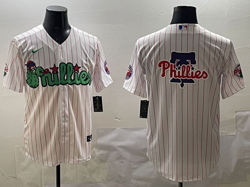Men Philadelphia Phillies Blank White Stripe Joint Name 2025 Nike MLB Jersey style 3